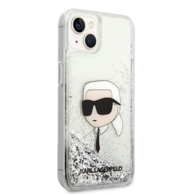4. Etui Karl Lagerfeld Glitter Karl's Head na iPhone 14 Plus - srebrne
