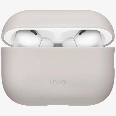 3. Etui UNIQ Lino Silicone na AirPods Pro - beżowe