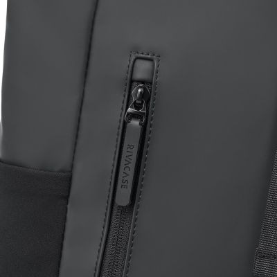 21. Rivacase Eden plecak Plecak rolowany Czarny Poliester, Skóra woskowana (Pull Up)