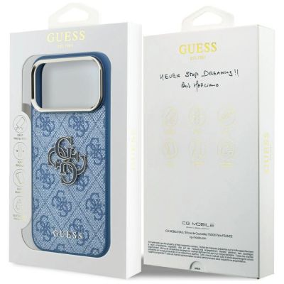 8. Etui Guess 4G & Big Resin Logo na iPhone 17 Pro Max / 18 Pro Max  - jasnoniebieskie