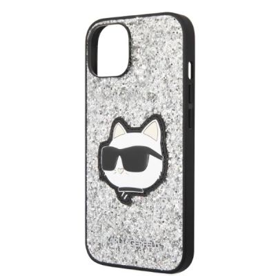 6. Etui Karl Lagerfeld Glitter Choupette Patch na iPhone 14 - srebrne
