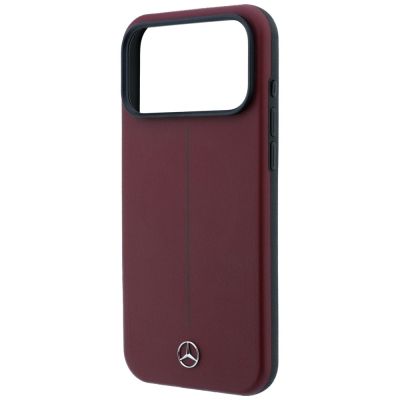6. Etui Mercedes Leather Semi Wrap Iconic Line MagSafe do iPhone 18 Pro Max / 17 Pro Max - burgundowe