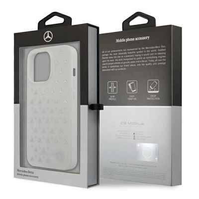 8. Etui Mercedes Silver Stars Pattern na iPhone 13 Pro Max - białe
