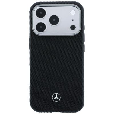 3. Etui Mercedes Leather Semi Wrap Wood Effect MagSafe na iPhone 17 Pro - czarne