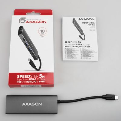8. AXAGON HMC-5G21 USB-HUB 2x USB-A + 2x USB-C + HDMI 4K/30Hz, USB-C 3,1 - 13cm