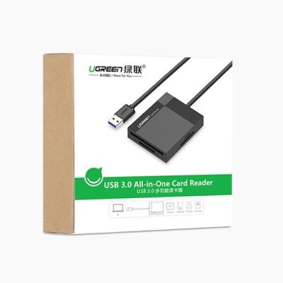5. Czytnik kart pamięci Ugreen CR125 SD / micro SD / CF / MS z kablem USB 3.0 0.5m - czarny