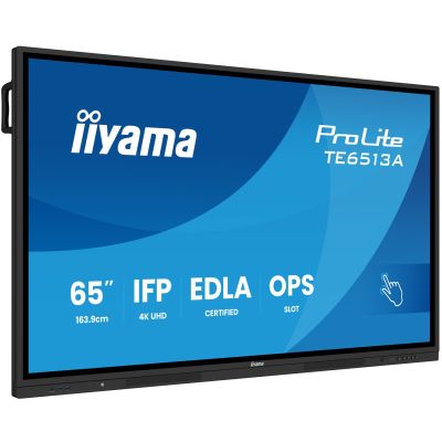 iiyama TE6513A-B2AG signage display Interaktywny płaski panel 163,8 cm (64.5") Wi-Fi 500 cd/m2 4K Ultra HD Czarny Ekran dotykowy Procesor wbudowany Android 24/7