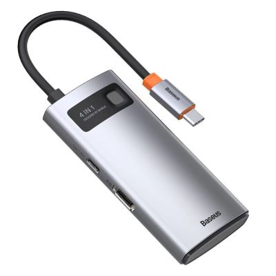 7. Baseus Metal Gleam 4w1 wielofunkcyjny HUB USB Typ C - USB Typ C Power Delivery 100 W / HDMI 4K 30 Hz / USB 3.2 Gen 1 / USB 2.0 (CAHUB-CY0G)