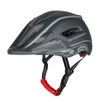 2. Kask rowerowy fullface dziecięcy Wozinsky z tylną lampką USB 52-56 cm - szary