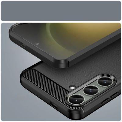 12. Etui do Carbon Case Samsung Galaxy S24+ elastyczny silikonowy karbonowy pokrowiec - czarny
