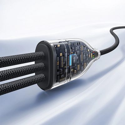 9. Kabel 3w1 Baseus Flash Series 3 100W USB-C - USB-C+USB-C+Lightning 1,5m + 3 x 0,25 m - czarny