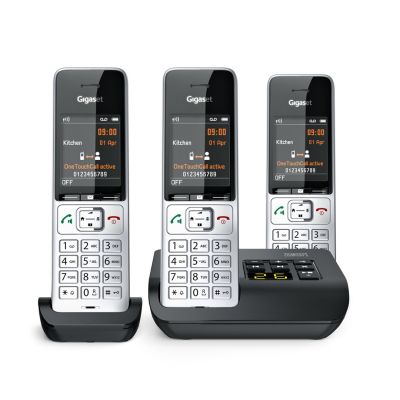 5. Telefon bezprzewodowy Gigaset 500A Comfort Trio - Automatyczna sekretarka - ECO DECT\GAP\CAT-iq - Srebrny + 2 dodatkowe słuchawki