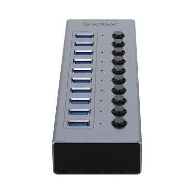 2. Hub Orico BT2U3-10AB 10x USB-A 3.0 z włącznikami - szary