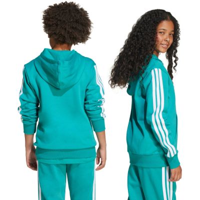 3. Bluza dla dzieci adidas 3 Stripes Fleece Hoodie 225 turkusowa JN2417
