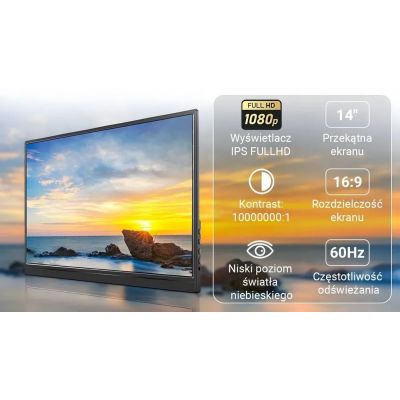 10. Extralink SMART LIFE 14 PORTABLE MONITOR IPS FHD S15 FOR LAPTOPS & PHONES & CONSOLES USB-C/MICRO-HDMI