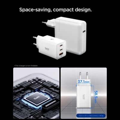 4. Ładowarka sieciowa Spigen Essential EE673EU 3-porty 67W - biała