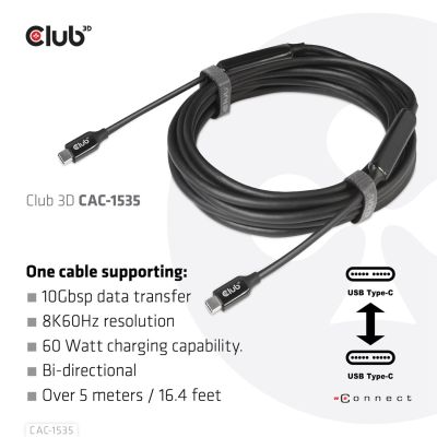 5. Kabel USB Club3D CAC-1535 (USB 3.2 Gen2 Type C