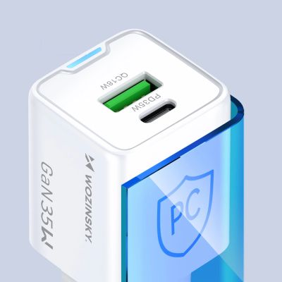 9. Ładowarka sieciowa Wozinsky WWC-35W GaN USB-A + USB-C - biała