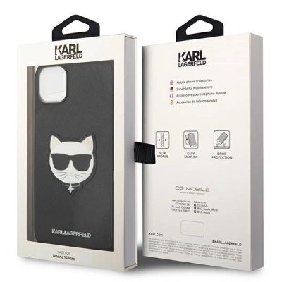 8. Etui Karl Lagerfeld Saffiano Choupette Head Patch na iPhone 14 Plus - czarne