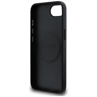 7. Etui Guess 4G Script Logo MagSafe na iPhone 16e - czarne