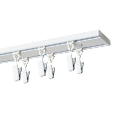 SZYNA SUFITOWA ŚLIZGI Z ŻABKAMI 200 CM ALUMINIOWA BIAŁA PODWÓJNA KOWALSKI