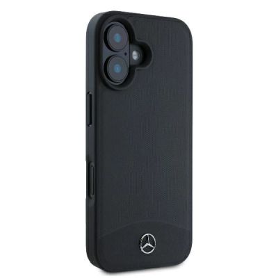 4. Etui Mercedes Textured And Plain Leather MagSafe na iPhone 16 - czarne