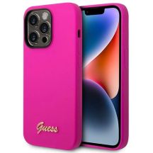 Etui Guess Silicone Vintage Gold Logo na iPhone 14 Pro Max - fuksja