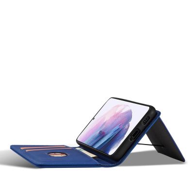 8. Magnet Card Case etui do Samsung Galaxy S22+ (S22 Plus) pokrowiec portfel na karty kartę podstawka niebieski