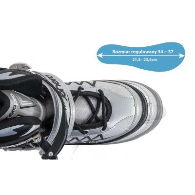 118. ŁYŻWOROLKI-WROTKI-ŁYŻWY 4W1 ENERO PRO LED 34-37 SZARE