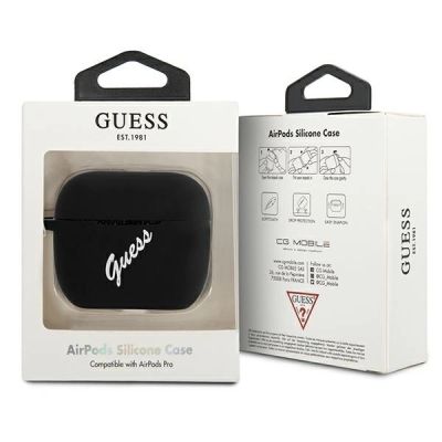 3. Etui Guess Silicone Vintage na AirPods Pro - czarno-białe