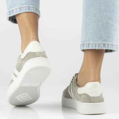 7. Skórzane półbuty sneakersy damskie na platformie khaki Filippo DP7512