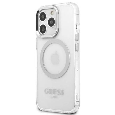 2. Etui Guess Metal Outline MagSafe na iPhone 13 Pro / iPhone 13 - srebrne