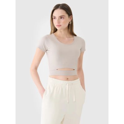 T-shirt crop top gładki damski 4F 4FRSS25TTSHF2695-83S