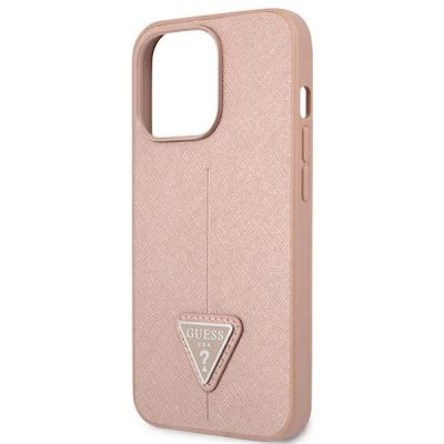 6. Etui Guess Saffiano Triangle Logo na iPhone 13 Pro / iPhone 13 - różowe