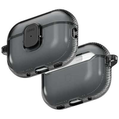 8. Etui UNIQ Glase Pro na AirPods Pro 3 Lock Case - przezroczysto-czarne