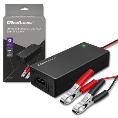 QOLTEC ŁADOWARKA DO AKUMULATORA AGM GEL STD | PROSTOWNIK 24V 2A 48W | LED
