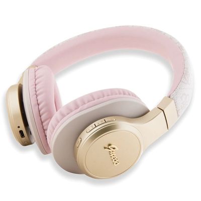 2. Słuchawki nauszne Guess 4G Script Bluetooth - różowe