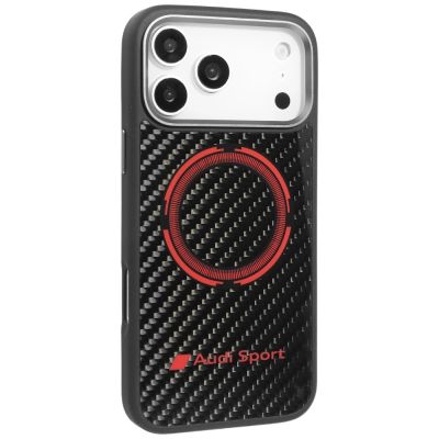2. Etui Audi RSQ Carbon Fiber Sport Red Circle MagSafe do iPhone 17 Pro Max - czarne
