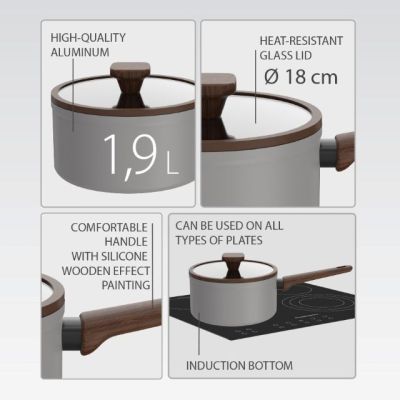 3. Rondel z pokrywką 18cm, 1,9L MR-1211-18S MAESTRO grey