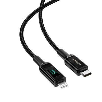 2. Acefast kabel MFI USB Typ C - Lightning 1,2m, 30W, 3A czarny (C6-01 Black)
