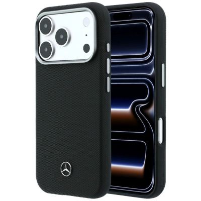 Etui Mercedes Leather Semi Wrap Grill Pattern MagSafe na iPhone 17 Pro - czarne