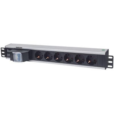Intellinet 711432 rozdzielacz zasilania PDU 6 x gniazdo sieciowe 1.5U Czarny, Szary