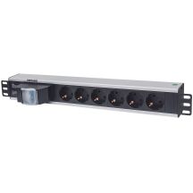 Intellinet 711432 rozdzielacz zasilania PDU 6 x gniazdo sieciowe 1.5U Czarny, Szary