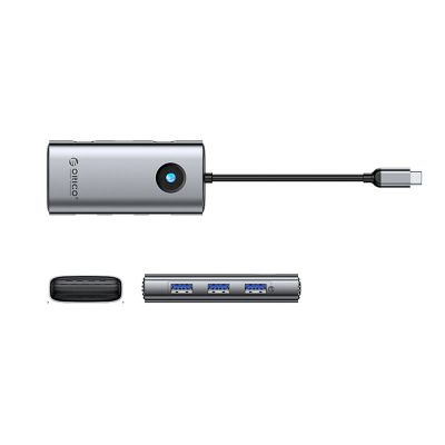 2. Hub USB-C Orico PW11-6P stacja dokująca 3x USB-A 3.0 + 1x USB-C 2.0 + 1x HDMI - szary