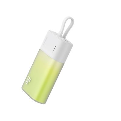2. Powerbank Baseus Popsicle 5200mAh 20W z wbudowanym kablem Lightning (+ biały kabel Baseus Simple USB-C - USB-C 60W/20V/3A/30cm) - biało-zielony