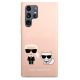 3. Etui Karl Lagerfeld Silicone Ikonik Karl & Choupette na Samsung Galaxy S22 Ultra - jasnoróżowe