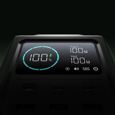 12. Powerbank Joyroom JR-PBF10 75000mAh 100W 3x USB-C 3x USB-A ze składaną latarką i rączką - zielony