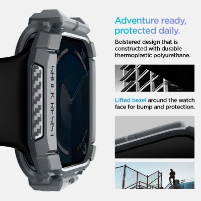 10. Etui Spigen Rugged Armor na Apple Watch 10 46 mm - szare