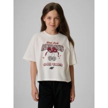 T-shirt boxy z nadrukiem dziewczęcy 4F 4FJRAW26TTSHF4239-11S