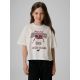 T-shirt boxy z nadrukiem dziewczęcy 4F 4FJRAW26TTSHF4239-11S